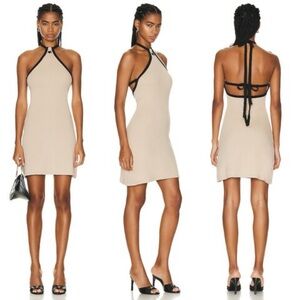 Courreges Women's Courrèges Halter Neck Logo Mini Dress in Sand Beige Small